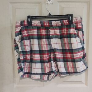 Green, White, Red Cozy Boxer Style Aerie Sleep Shorts
